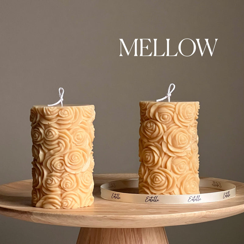 Handmade Rose Soy Wax Pillar Candle | Unscented Decorative Candle-4