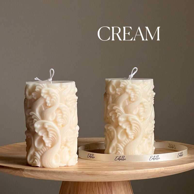 Wave Pillar Soy Candle: Handmade Decorative Unscented Candle-3