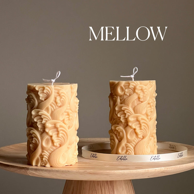 Wave Pillar Soy Candle: Handmade Decorative Unscented Candle-4