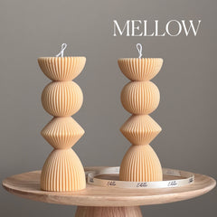 Geometric Ribbed Pillar Candle | Soy Wax, Home Decor-4