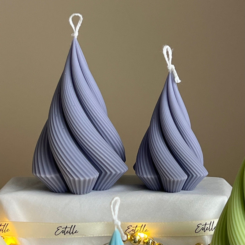 Swirl Stripped Christmas Tree Candle: Handmade Soy Wax Decor-2