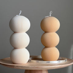 Handmade Ribbed Ball Soy Wax Candle | Home Decor-1