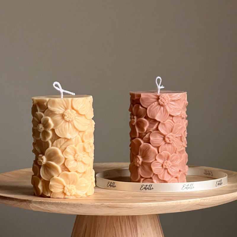 Handmade Sakura Soy Wax Pillar Candle | Home Decor-1