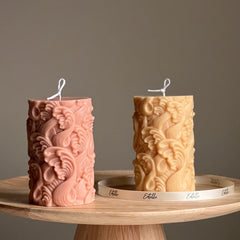 Wave Pillar Soy Candle: Handmade Decorative Unscented Candle-1