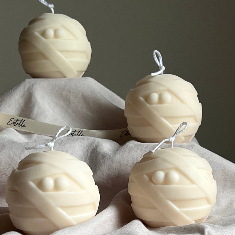 Handmade Halloween Mummy Candle | Sculptural Soy Wax Candle-2