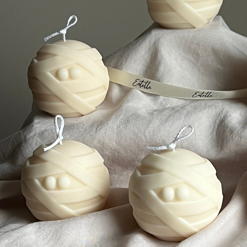 Handmade Halloween Mummy Candle | Sculptural Soy Wax Candle-6