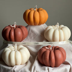 Handmade Autumn Pumpkin Candle: Sculptural Soy Wax Decor-1