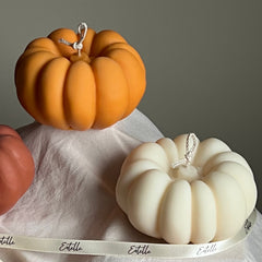Handmade Autumn Pumpkin Candle: Sculptural Soy Wax Decor-2