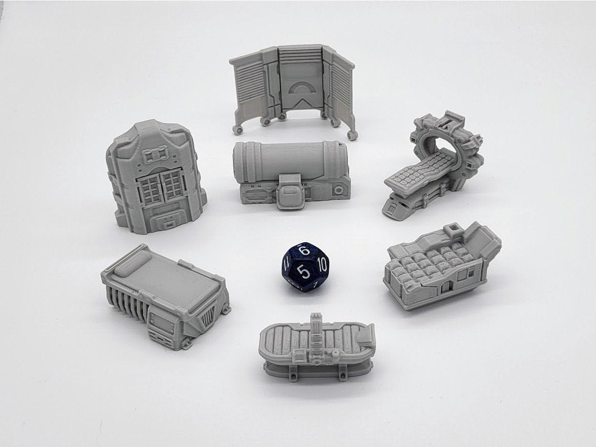 Sci-fi Scenery - Med Bay - EC3D, Infinity, Legion, Sci-fi, Cyberpunk, Starfinder, tabletop terrain, traveler, futuristic, Medical, Office-1