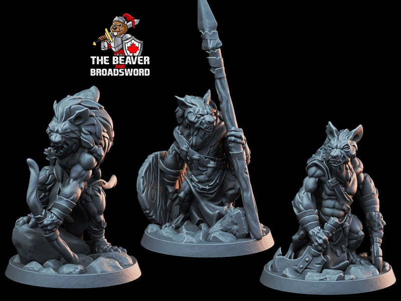 3 Gnoll Mini Set - Arbiter Minitatures - | DnD | Hyenaman | Dog | Wargaming | Pathfinder | Wolf | Cave | Hills | Plains | Fighter | Ranger-1