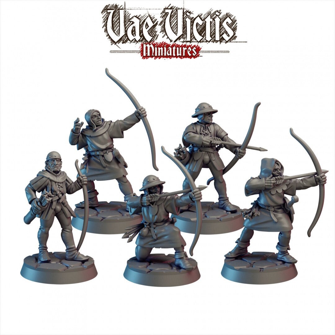 Bowmen of the Kingdom 28/32mm mini set - Vae Victis | DnD | Archer | Villager | Ranger | Human | Pathfinder | TTRPG | Wargaming | Frostgrave-1