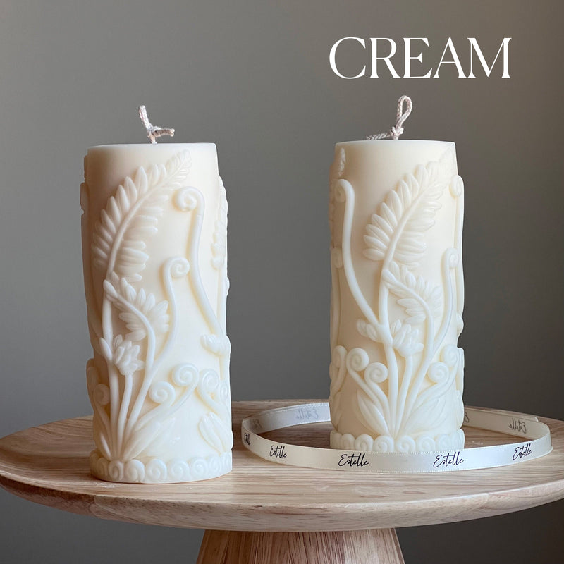 Large Fern Soy Pillar Candle | Sculptural Home Decor-3
