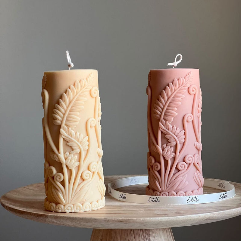 Large Fern Soy Pillar Candle | Sculptural Home Decor-1