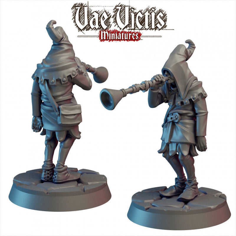 Sad Trumpeter 28/32mm mini - Vae Victis | DnD | Villager | Commoner | Human | Pathfinder | TTRPG | Male | Jester | Court | Castle-1