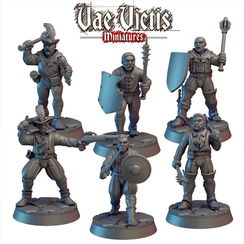 Human Mercenaries 28/32mm mini set - Vae Victis | DnD | Fighter | Villager | Soldier | Guards | Pathfinder | TTRPG | Wargaming | Frostgrave-1