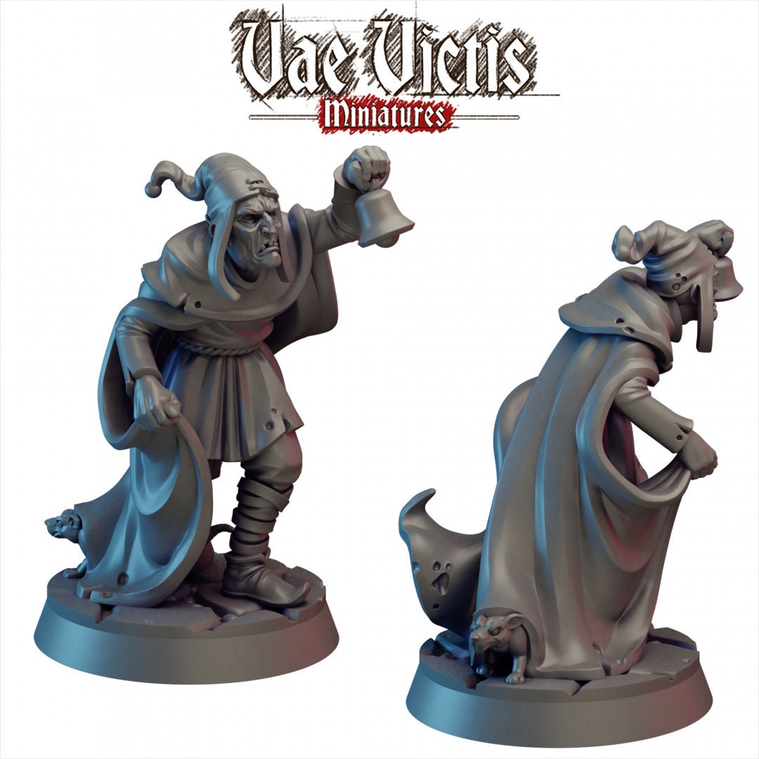 Town Crier 28/32mm mini - Vae Victis | DnD | Commoner | Villager| Townsfolk | Pathfinder | TTRPG | Male | NPC | Rat | Cryer | Diorama-1