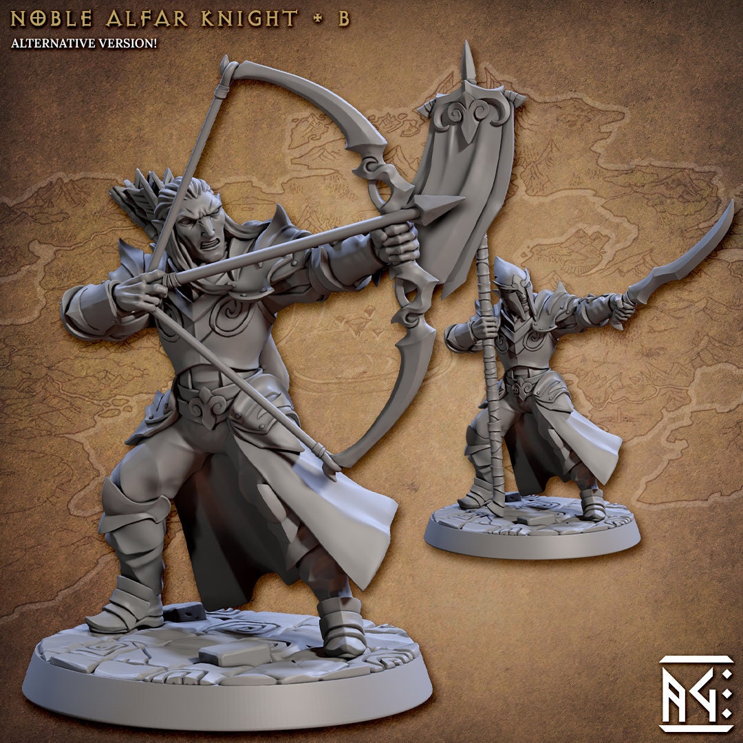 Elven Knights 28/32mm mini set - Artisan Guild | Alfar | Drow | Male | Female | Fighter | Ranger| Pathfinder | Wargaming | Army | Unit-3