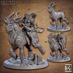 Elven Riders 28/32mm mini set - Artisan Guild | Alfar | Drow | Male | Female | Fighter | Ranger| Pathfinder | Wargaming | Elk | Cavalry Elf-2