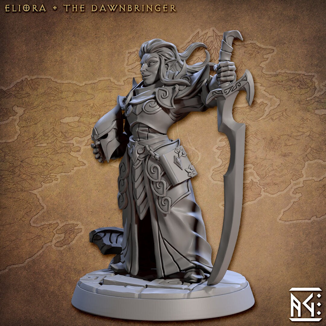 Eliora, Elven Fighter 28/32mm mini - Artisan Guild | Alfar | Drow | Female | Fighter | Paladin | Pathfinder | Wargaming | Forest | Wood-1