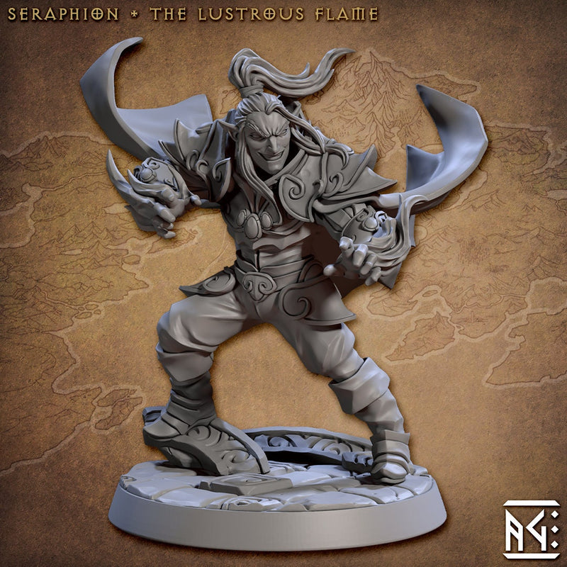 Seraphion, Elven Sorcerer 28/32mm mini - Artisan Guild | Alfar | Drow | Male | Wizard | Warlock | Pathfinder | Wargaming | Forest | Wood-1