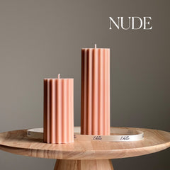 Ribbed Soy Wax Pillar Candle | Handmade Decorative Candle-3