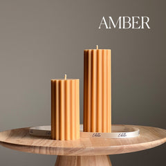 Ribbed Soy Wax Pillar Candle | Handmade Decorative Candle-6