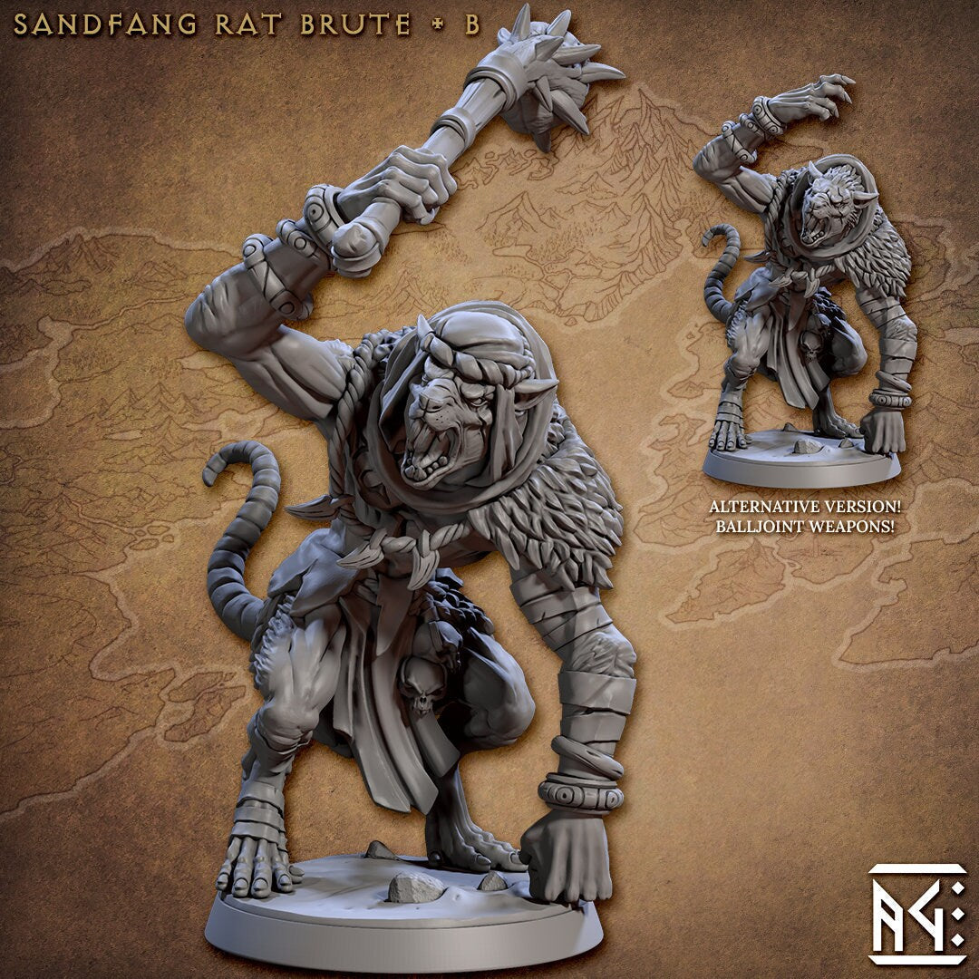 Sandfang Brutes 28/32mm mini set - Artisan Guild | Animal | Rat | Ogre | Monster | Ratfolk | Large | Pathfinder | Wargaming | Huge | Set-3