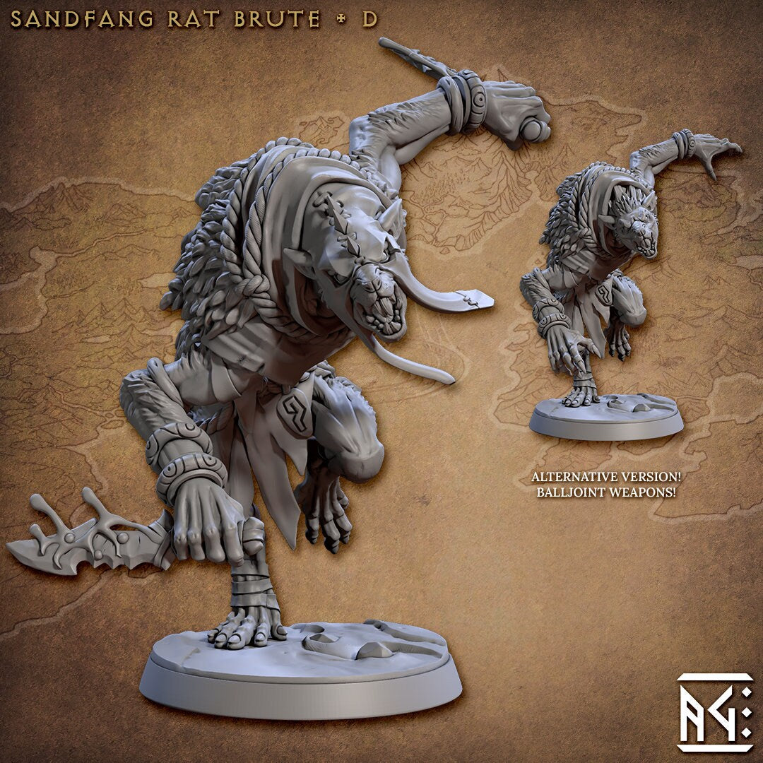 Sandfang Brutes 28/32mm mini set - Artisan Guild | Animal | Rat | Ogre | Monster | Ratfolk | Large | Pathfinder | Wargaming | Huge | Set-5