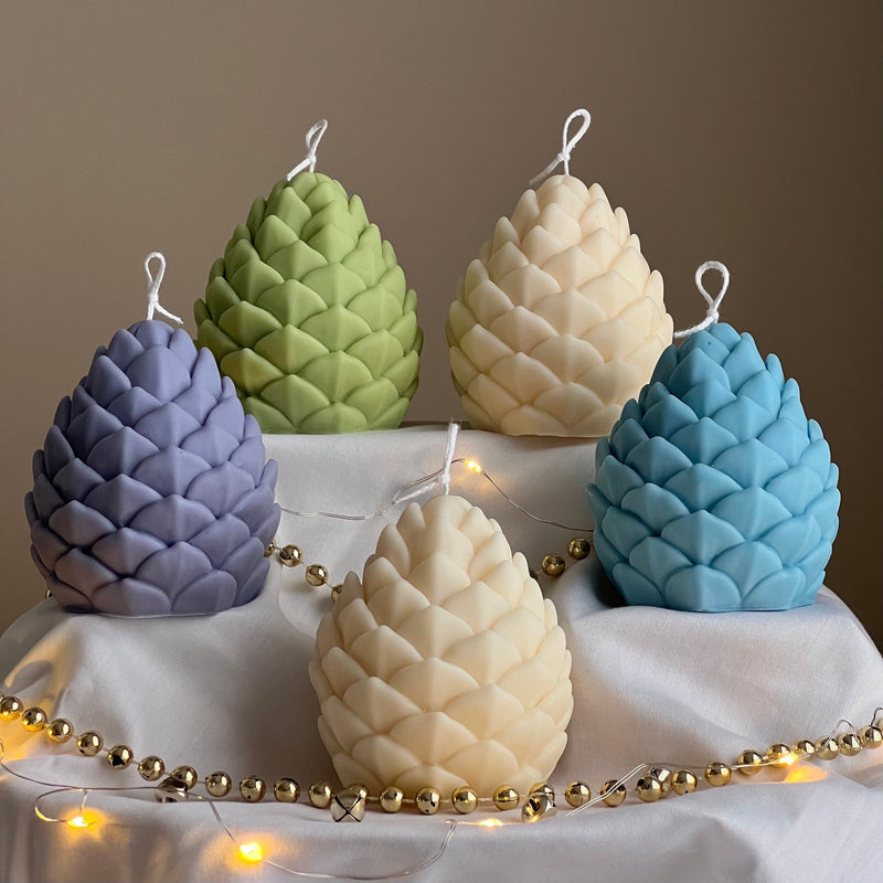 Handmade Pine Cone Soy Candle: Christmas Home Decor-6