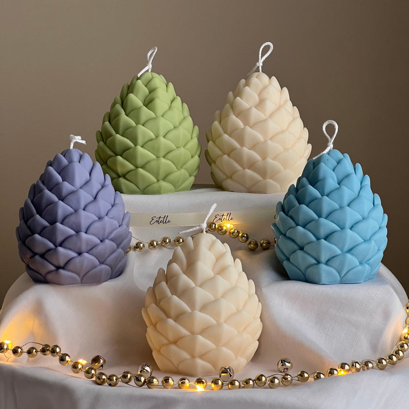 Handmade Pine Cone Soy Candle: Christmas Home Decor-1