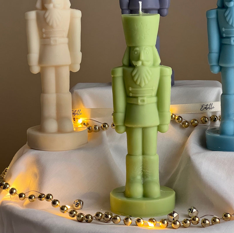Handmade Nutcracker Candle: Sculptural Christmas Decor Gift-3