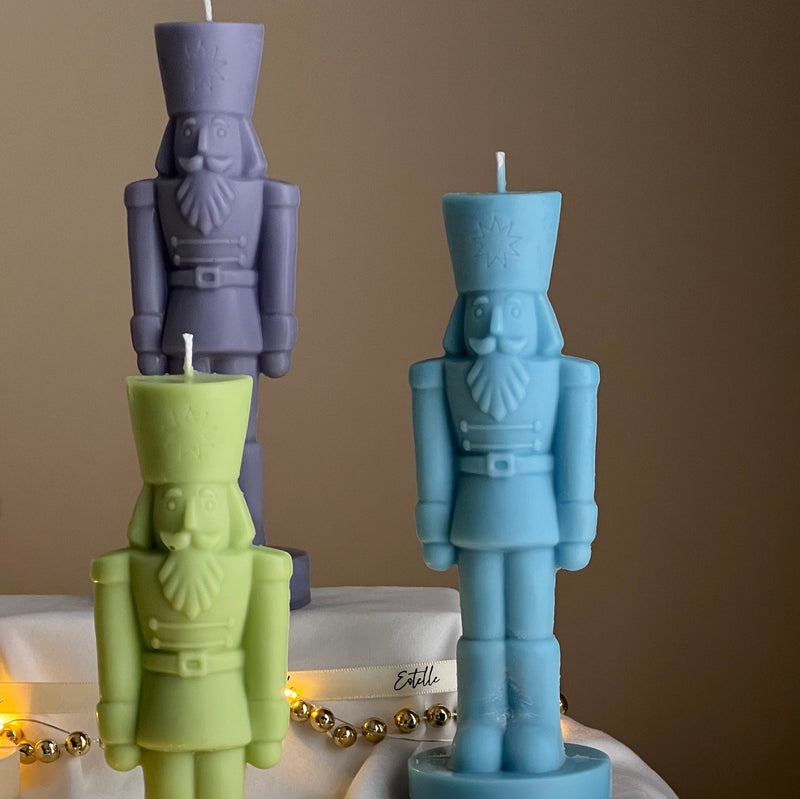 Handmade Nutcracker Candle: Sculptural Christmas Decor Gift-2