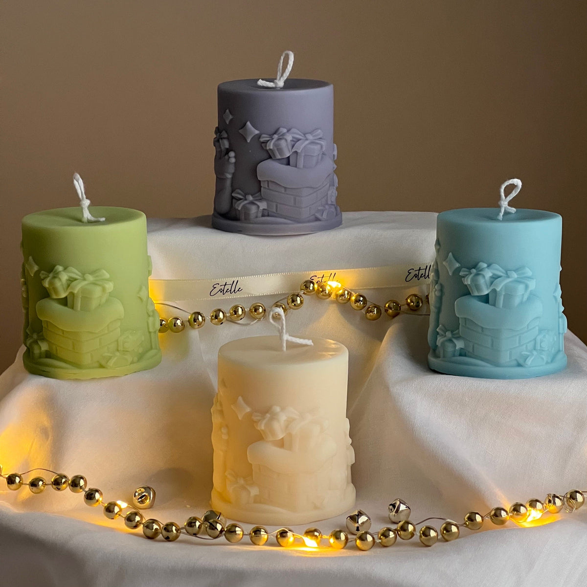 Handmade Christmas Pillar Candle: Festive Home Decor-1