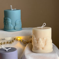 Handmade Snowman Soy Pillar Candle: Christmas Home Decor-4