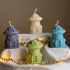 Mushroom House Christmas Candle: Handmade Soy Candle, Festive Decor-1