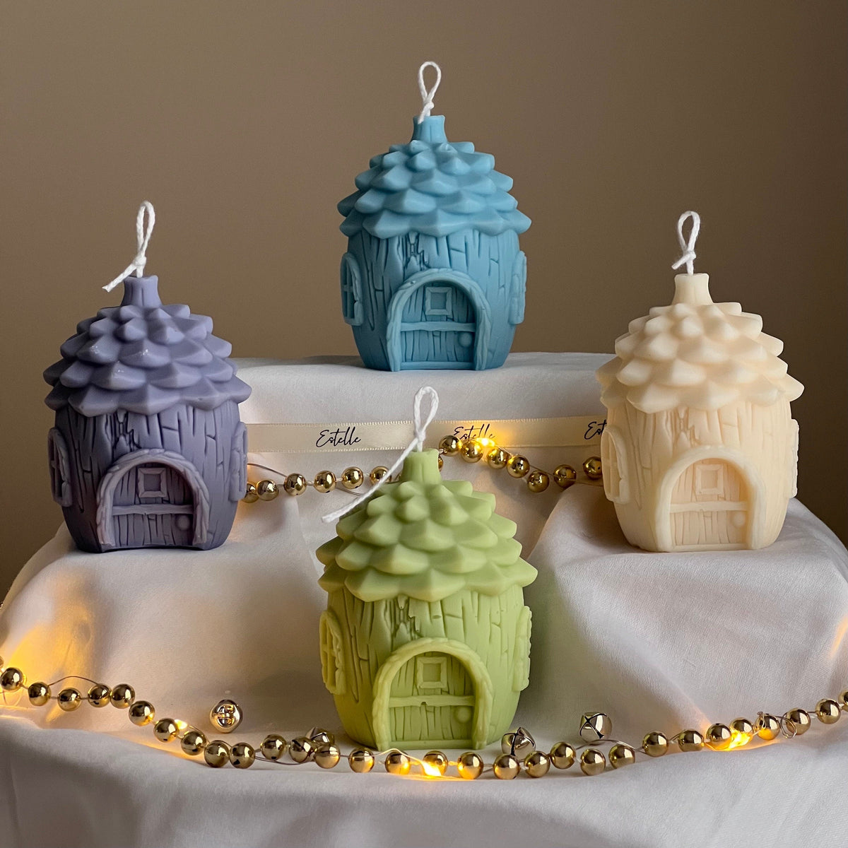 Pine Cone House Candle: Handmade Soy Christmas Decor-1