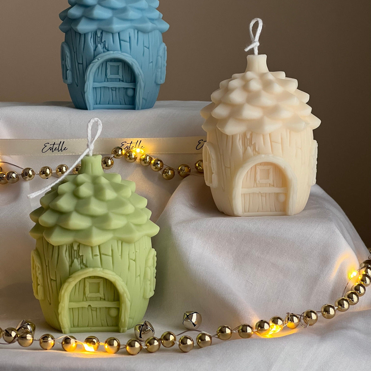 Pine Cone House Candle: Handmade Soy Christmas Decor-2