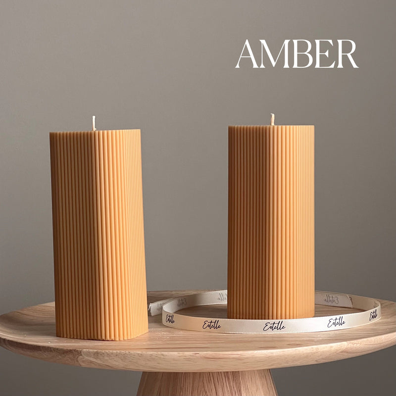 Ribbed Pillar Soy Wax Candle | Handmade Home Decor-7
