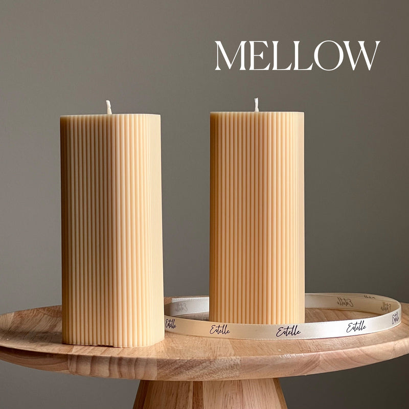 Ribbed Pillar Soy Wax Candle | Handmade Home Decor-6