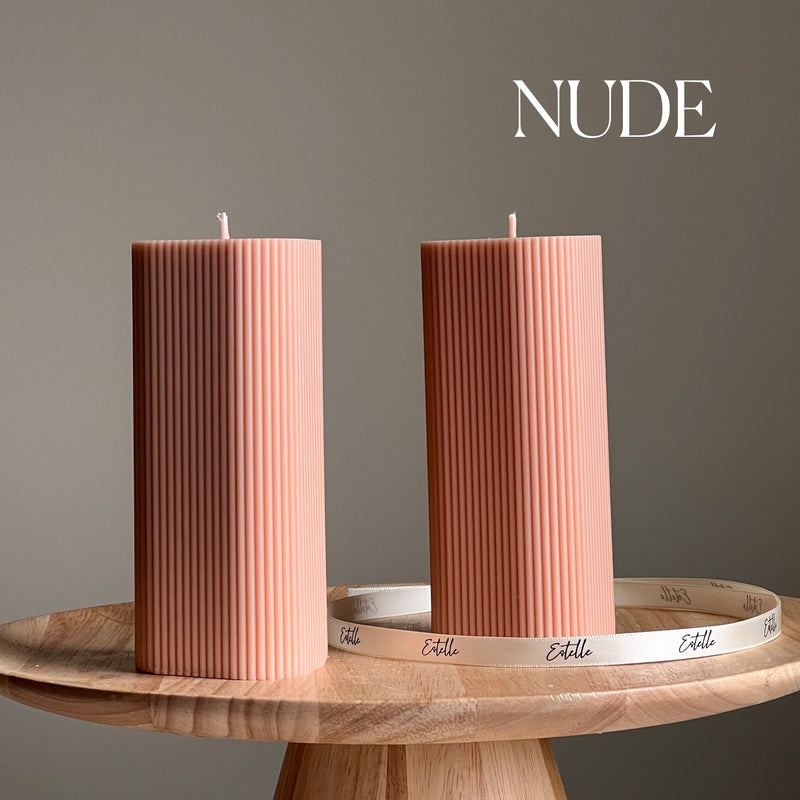 Ribbed Pillar Soy Wax Candle | Handmade Home Decor-4