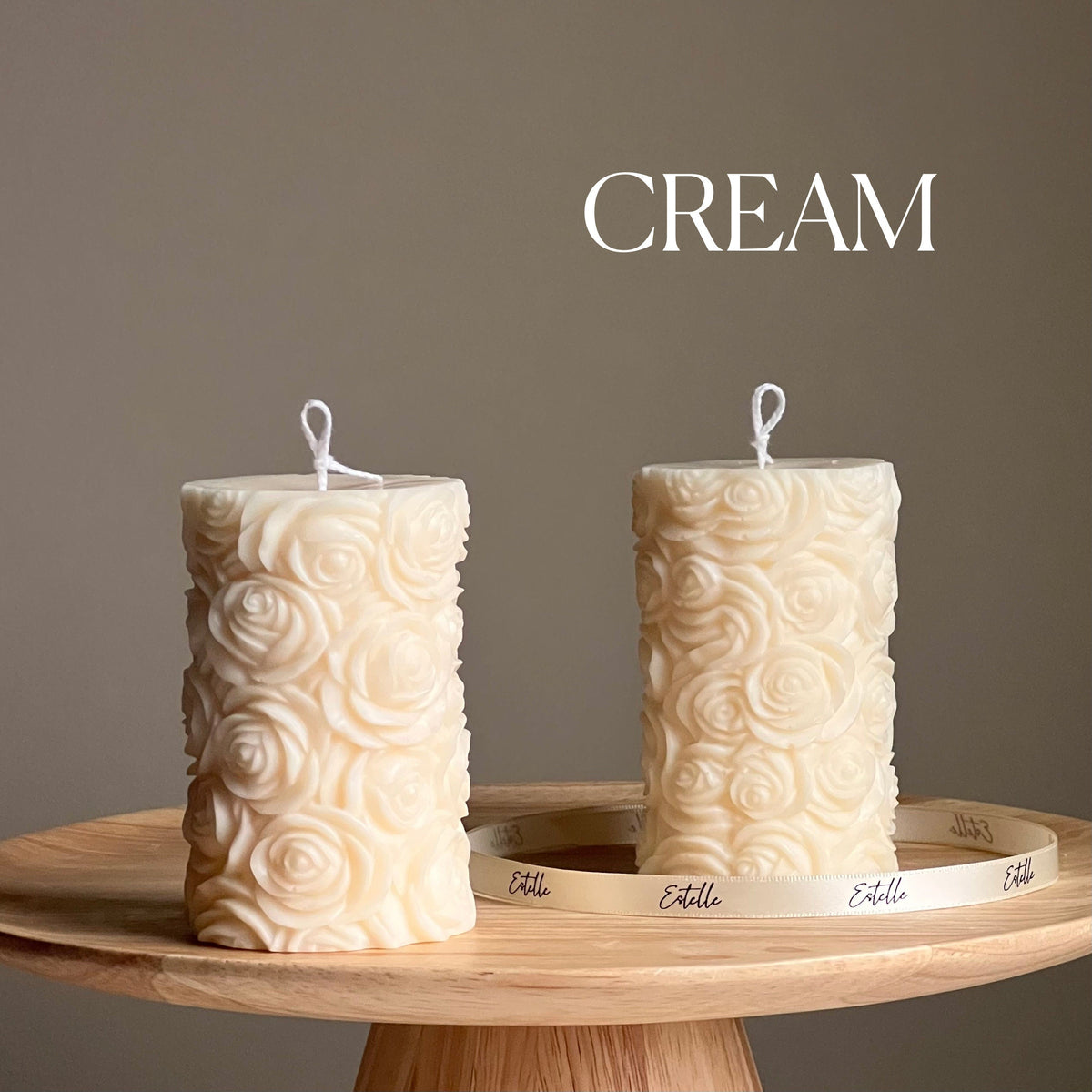 Handmade Rose Soy Wax Pillar Candle | Unscented Decorative Candle-3