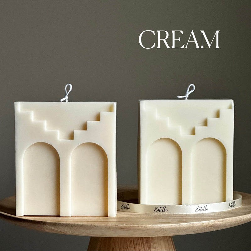 Two Arch Soy Wax Candle: Handmade Decorative Unscented Candle-4