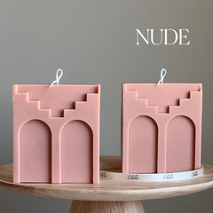 Two Arch Soy Wax Candle: Handmade Decorative Unscented Candle-2