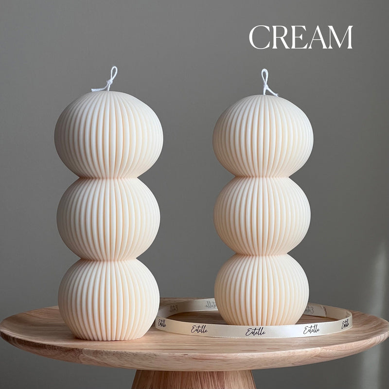 Handmade Ribbed Ball Soy Wax Candle | Home Decor-3
