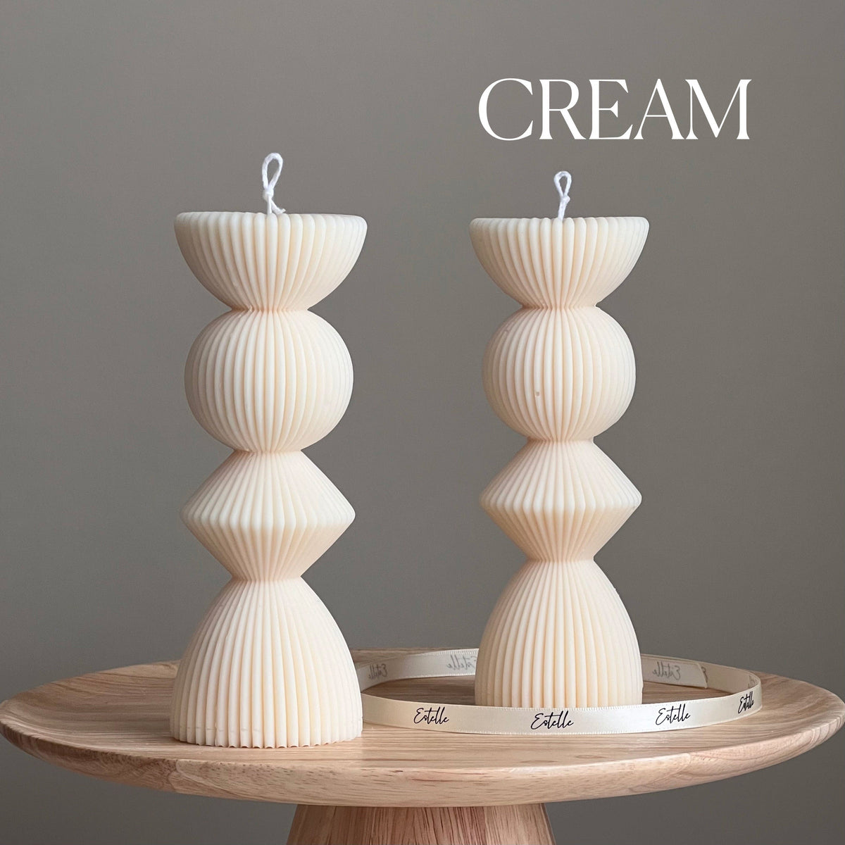 Geometric Ribbed Pillar Candle | Soy Wax, Home Decor-3