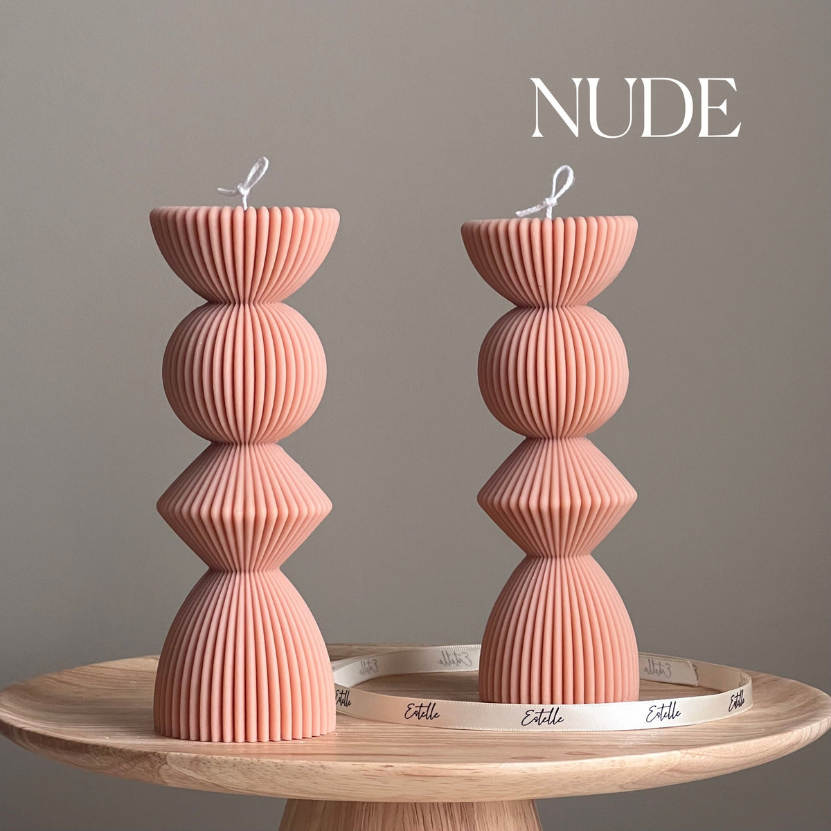 Geometric Ribbed Pillar Candle | Soy Wax, Home Decor-2