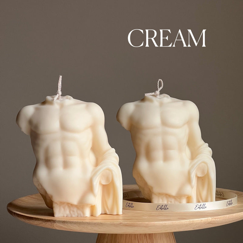 Apollo Soy Wax Candle | Male Torso Statue, Unscented Decor-3