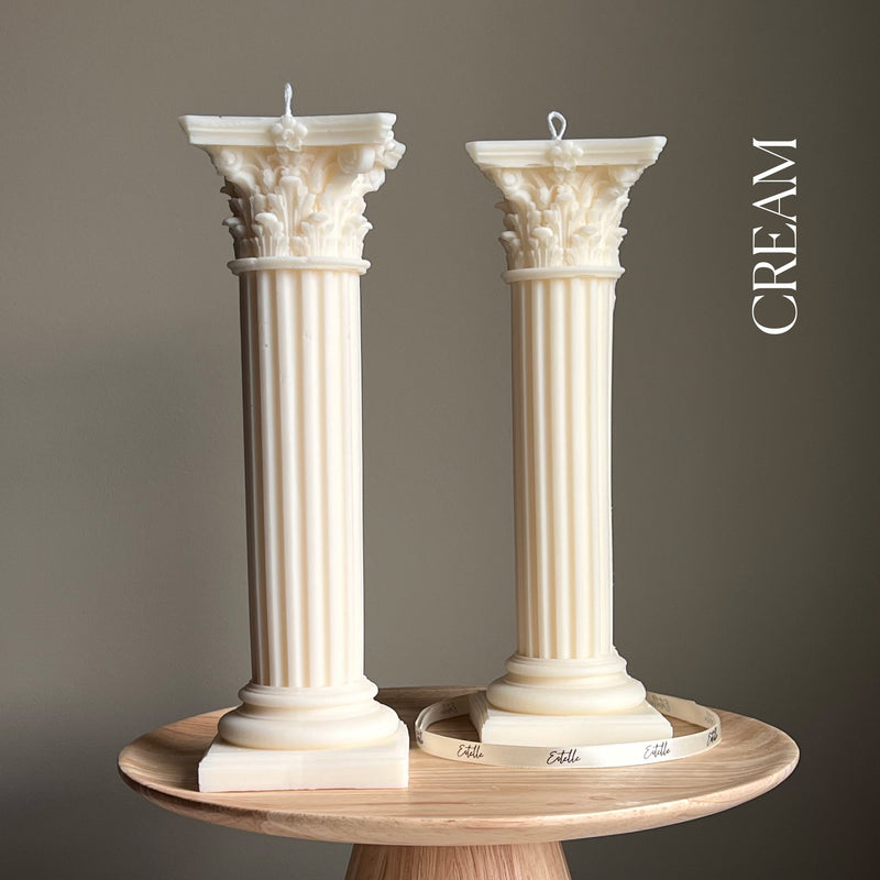 Large Greek Column Candle: Handmade Soy Wax Pillar, Home Decor Gift-2