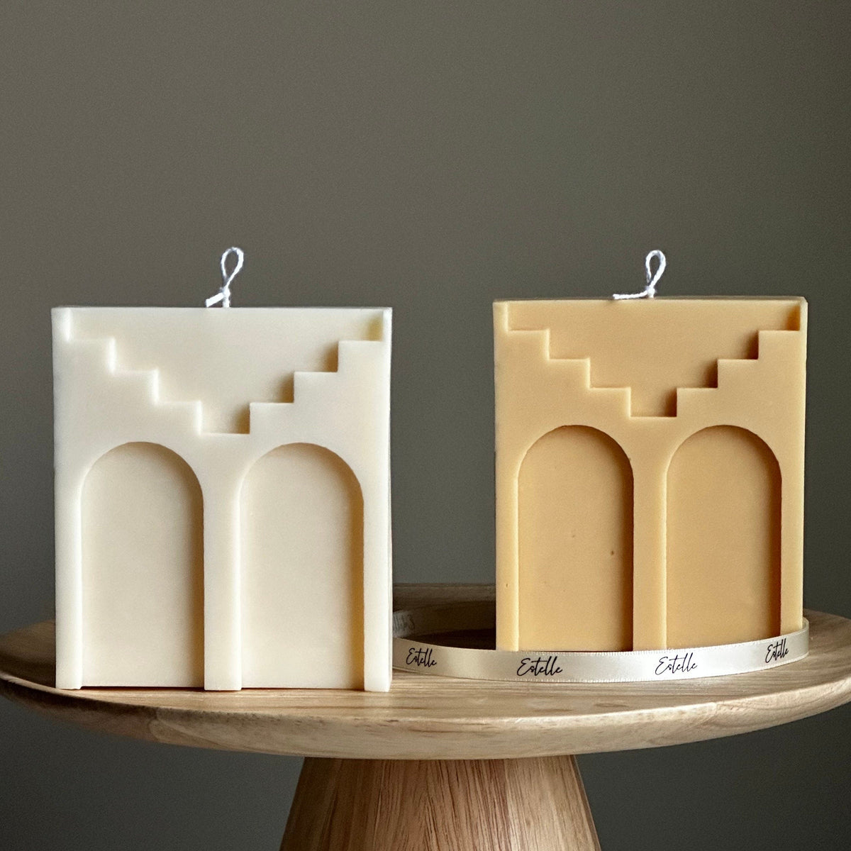 Two Arch Soy Wax Candle: Handmade Decorative Unscented Candle-1