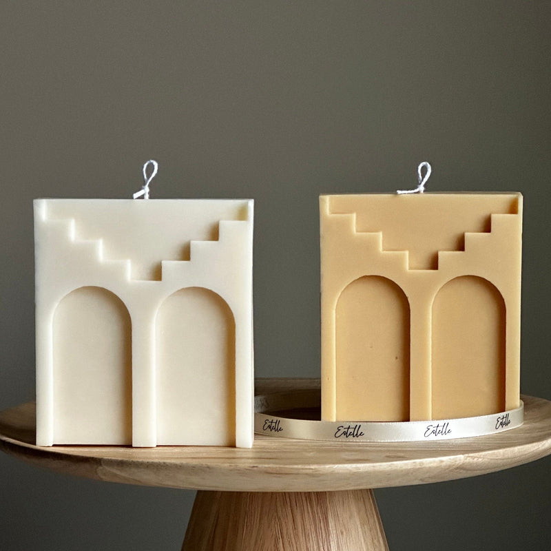 Two Arch Soy Wax Candle: Handmade Decorative Unscented Candle-1